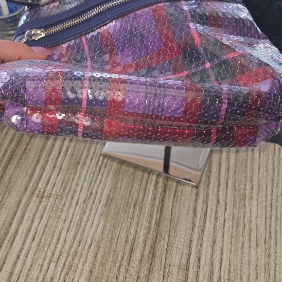 COACH POPPY, PURPLE PLAID SEQUIN- EUC - Picture 3 of 10